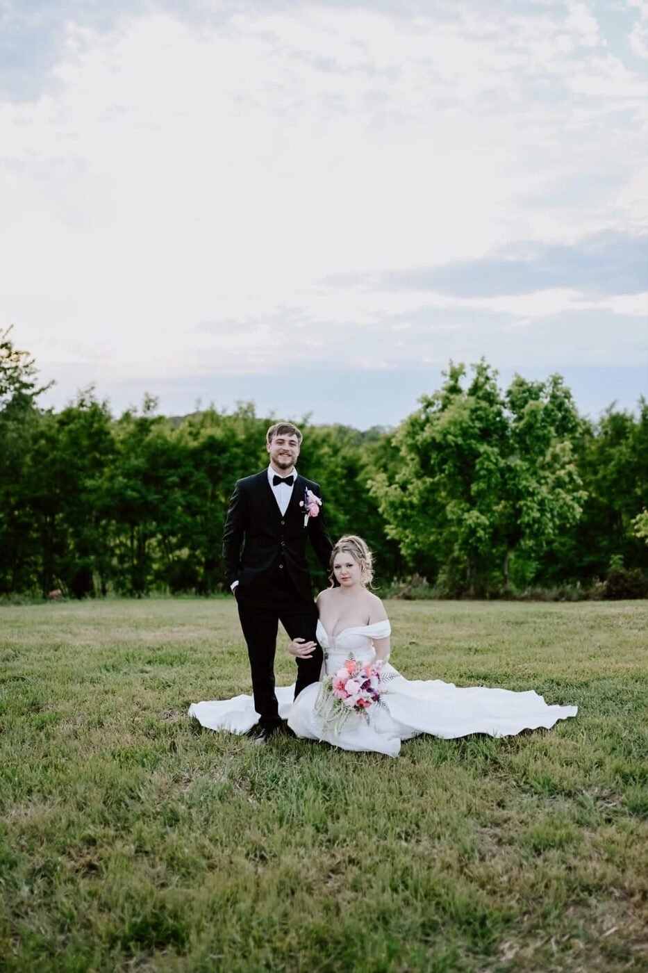 Bride and groom standing together